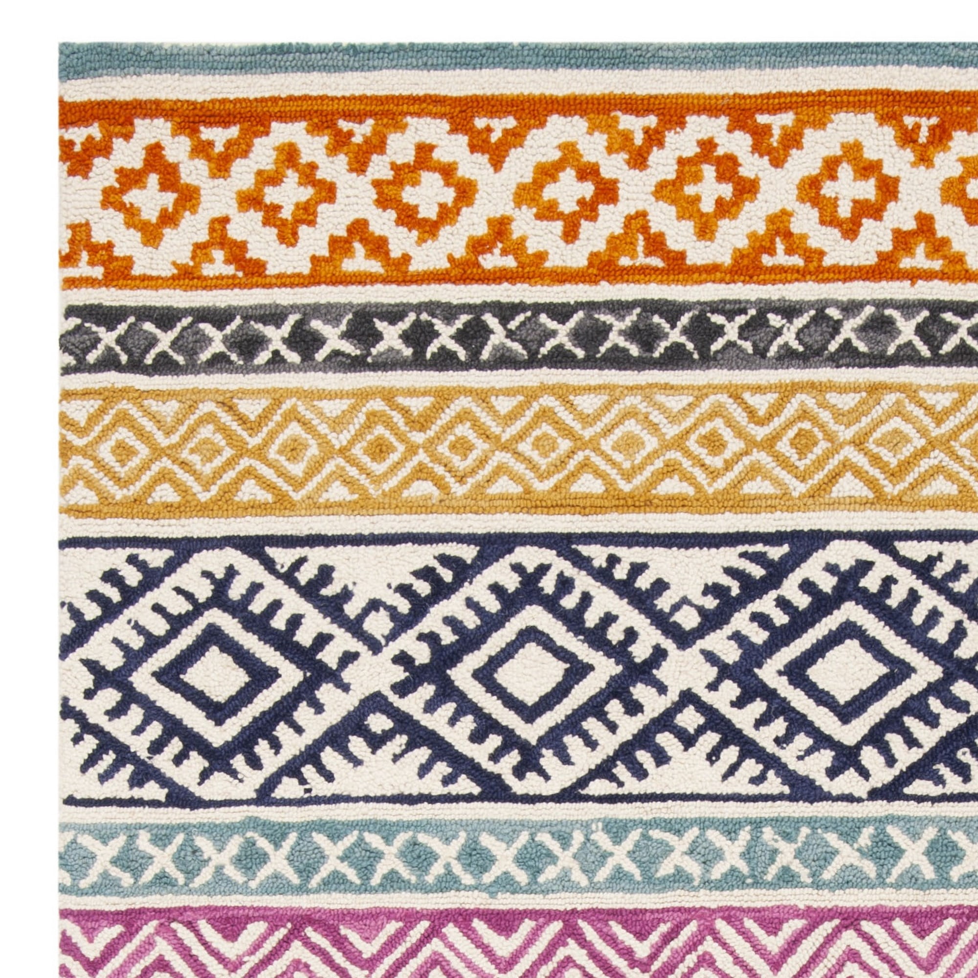 SAFAVIEH Micro-Loop Oliver Geometric Striped Area Rug, Ivory/Rust, 4' x 6'