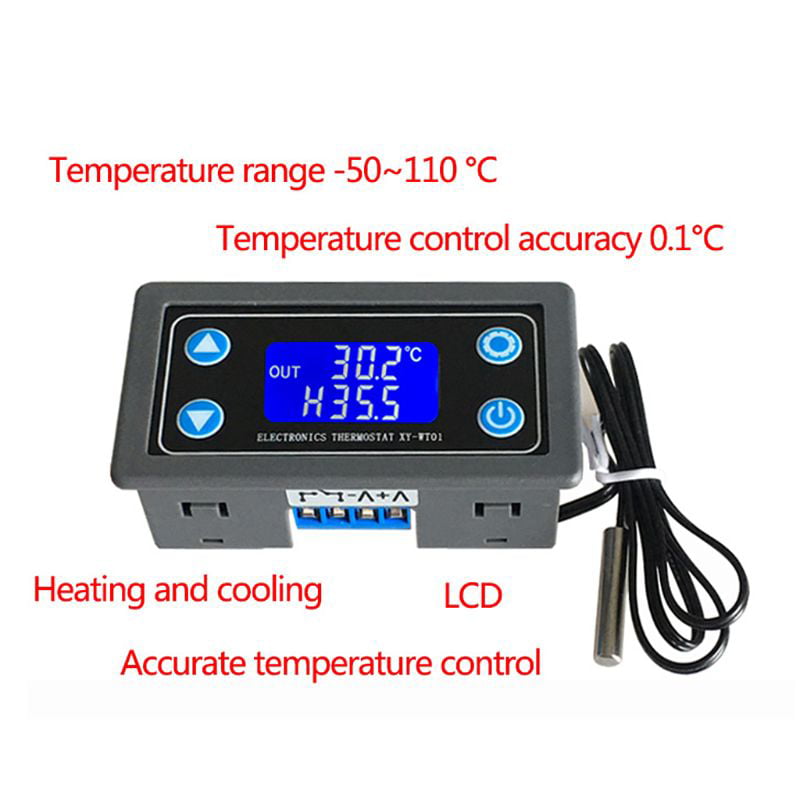 Digital LCD Temperature Controller Thermostat with Sensor Cooling & Heating