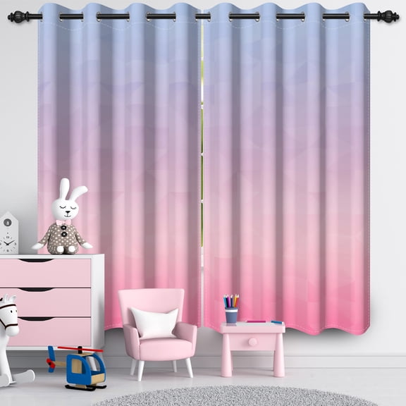 Nanqianyi Gradient Blackout Curtains 2 Panels for Bedroom, Pink Purple Gradient Patterns Grommet Top Drapes, 42" W x 84" L