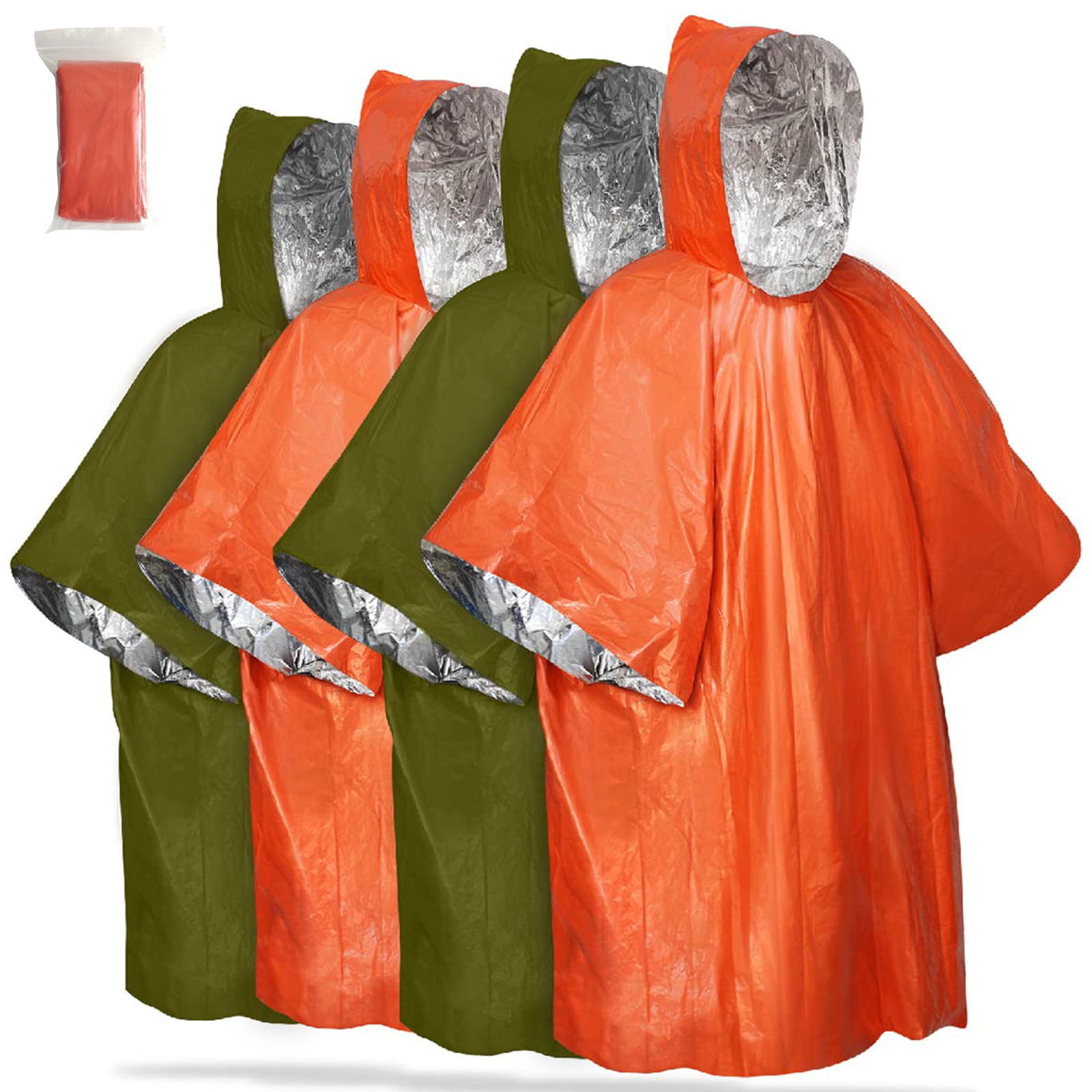 5 FESTIVAL PONCHO Disposable Plastic Raincoat Emergency Rain Waterproof Camping 