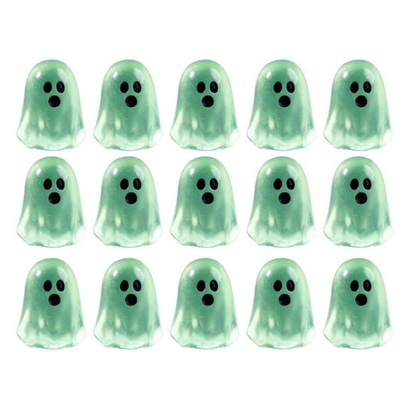 15pcs Halloween Mini Ghosts Figures, Luminous Small Little Resin Ghost Figurines to Hide Glow in The Dark Tiny Statue for Halloween Party Favors Dollhouse Decorations Toys 1.9X1.5X1.5cm