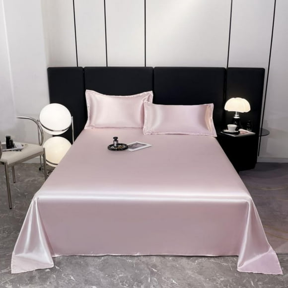 TopLLC Ice Silk Bed Sheet Pillow Case 3-piece Set - And Luxurious Soft Ice Silk Bed Sheet Suitable For All Seasons Cool Ice Silk Fabric Machine Washable Ice silk bed sheet