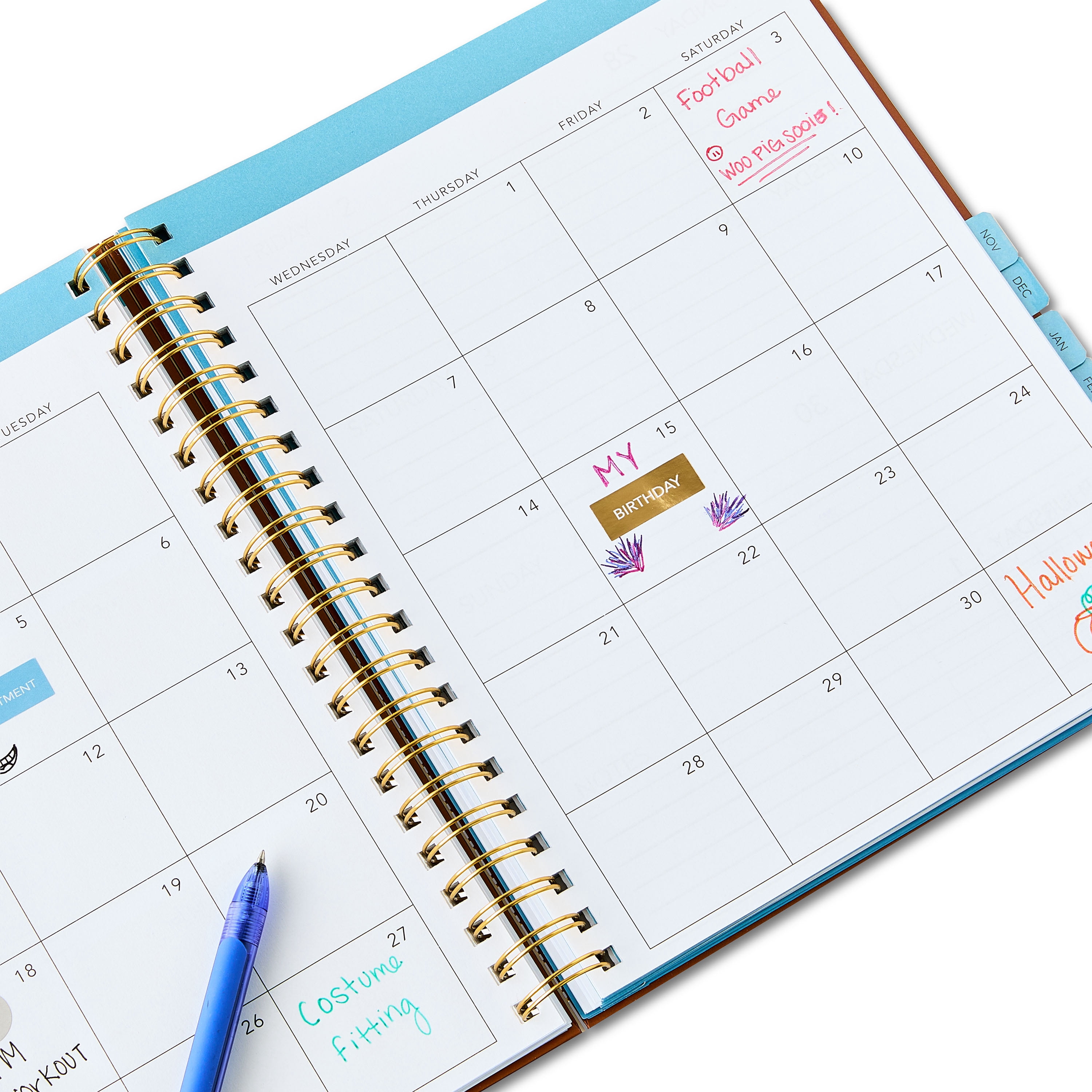 Pen+Gear 15-Month 9" x 11" Hardcover Spiral-Bound Planner, Brown, Weekly & Monthly Format