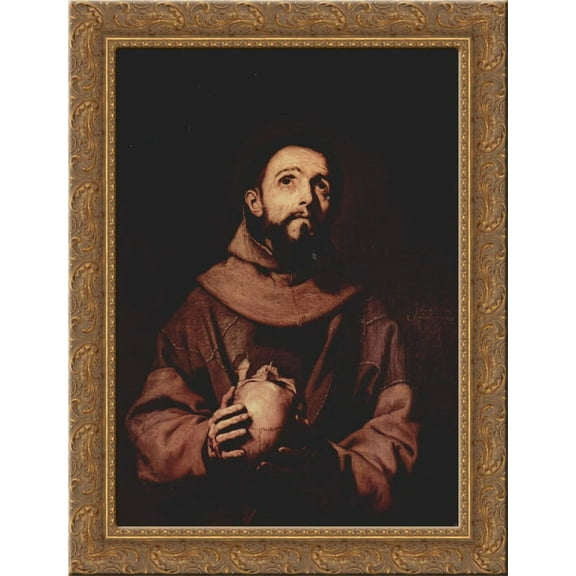 St. Francis of Assisi 20x24 Gold Ornate Wood Framed Canvas Art by Ribera, Jusepe de