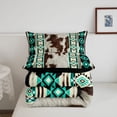 thumbnail image 5 of jejeloiu Western Cowhide Full Size Comforter Sets,Tribal Print Bedding Comforter Set For Boys,Brown Turquoise,Black Reversible,3-Piece,1 Comforter and 2 Pillowcases, 5 of 7
