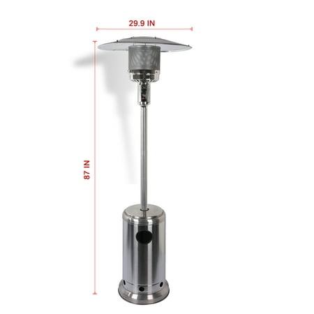 Baner Garden PH02-SS Outdoor Standing Propane Patio Heater with Cover-Commercial Tall Hammered Stainless Steel Finish Garden Standing LP Gas Porch and