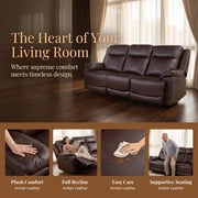 Lifestyle Furniture LSFGS4781 3 Piece Reclining Living Room or Office Sofa Set, Bonded Leather - Brown