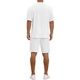 thumbnail image 3 of INSPIRE CHIC Men's Casual Texture Crew Neck Solid Shirt Top and Shorts 2 Piece Outfits L White, 3 of 6
