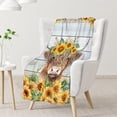 thumbnail image 2 of Highland Cow Blanket 40"x50" Yellow Sunflower Cow Throw Blanket Lightweight Cozy Flannel Animal Throw Blanket Bed Couch Sofa Decor Gift for Girl and Women, 2 of 6