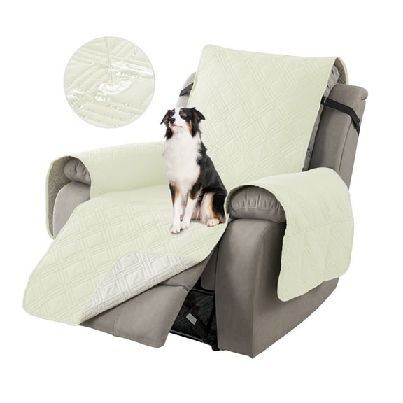 UPONRAY Waterproof Recliner Chair Covers, Recliner Cover Non-Slip Dog Chair Cover Furniture Protector Washable Slipcover with Pocket, Elastic Straps for Pets, Dogs(23 Inch,Beige)