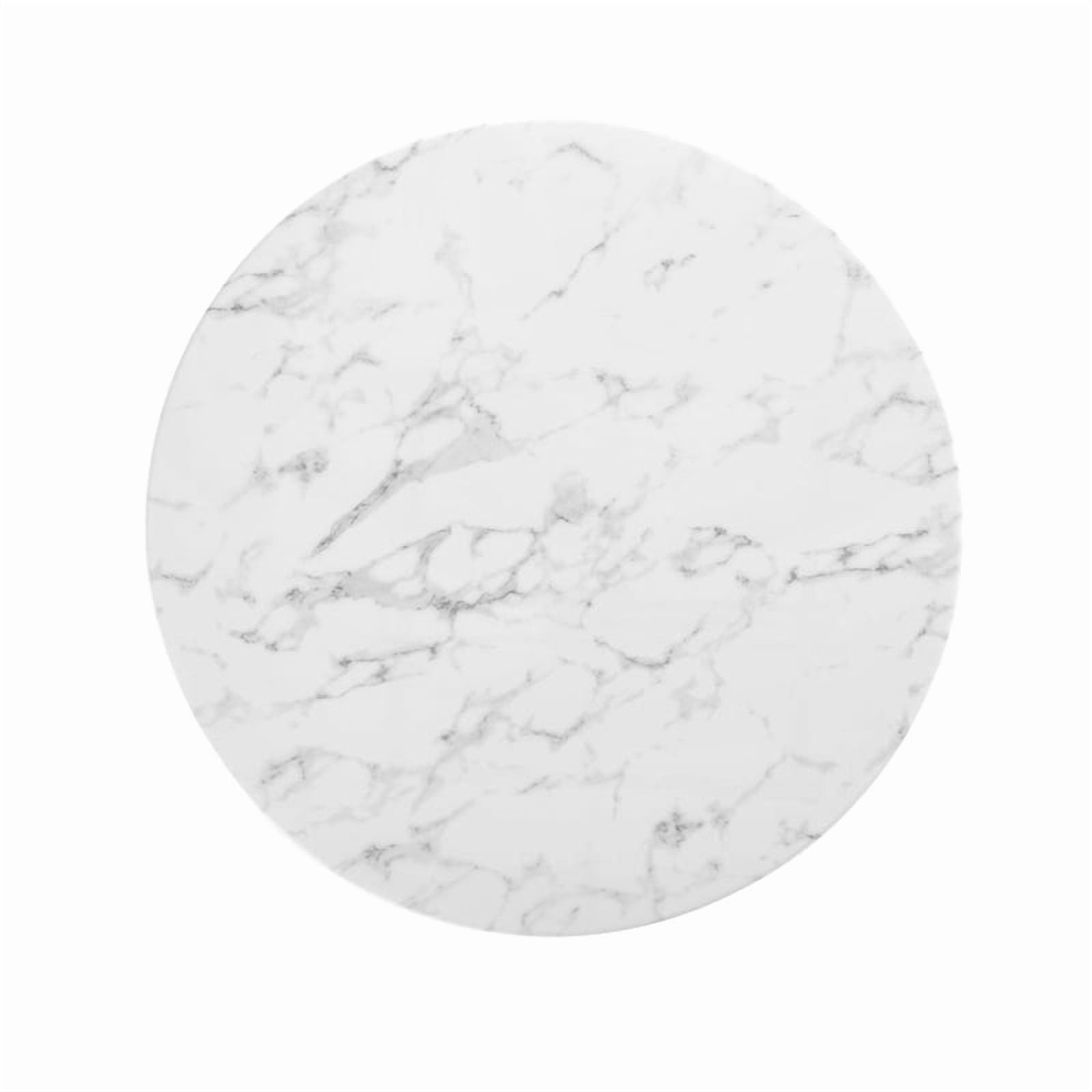 Modway Lippa 39.5" Round Artificial Marble Dining Table in White