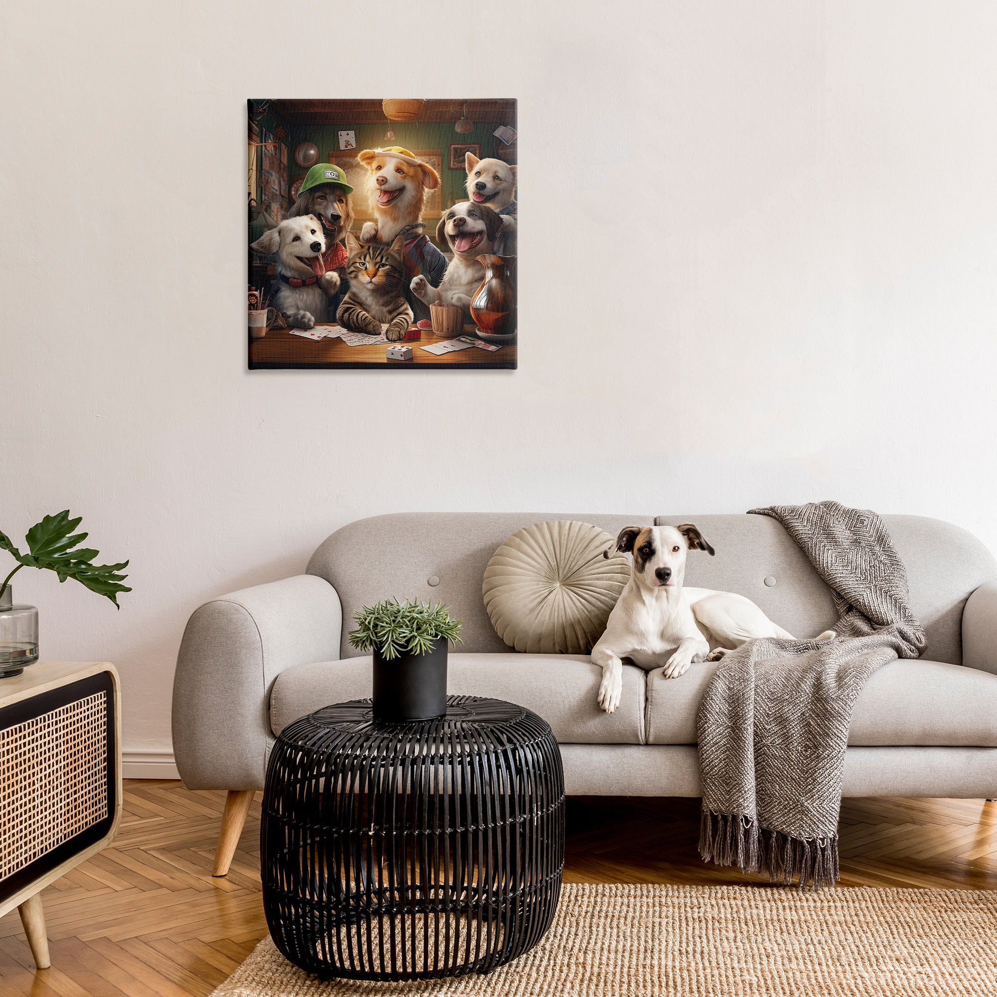 Stupell Industries Animals Playing Card Games Animals & Insects Painting Gallery Wrapped Canvas Art Print Wall Art, 30 x 30