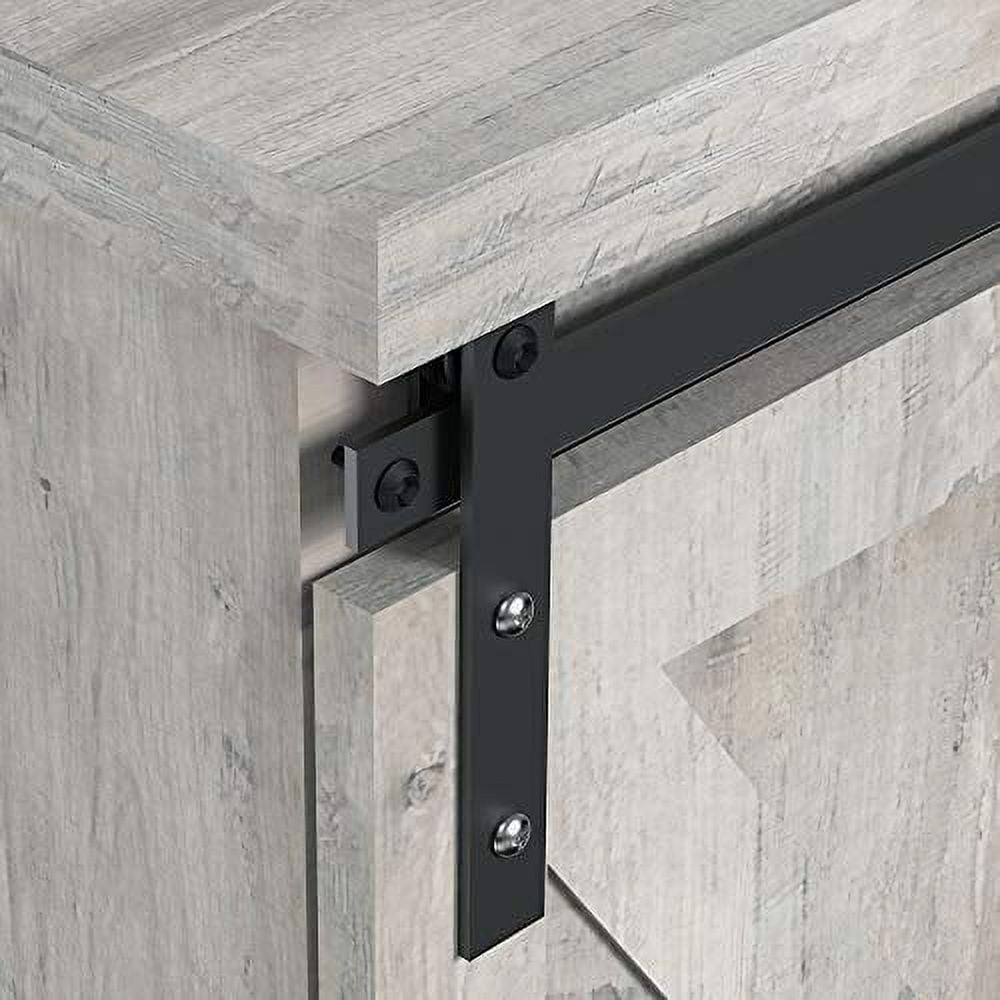 Modern Farmhouse Sliding Barn Door TV Stand,TV Stand for 65" Television, 59" Entertainment Center TV Console, Home Living Room Storage Table with Movable Shelf
