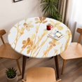 thumbnail image 5 of Watercolor Spring Yellow Flower Elastic Fitted Round Table Cover Floral Leaf Waterproof Outdoor Tablecloth for Holiday Party, Picnic, Patio & Dining Fits Tables Up to 45"-54", 5 of 8