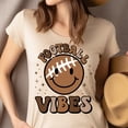 thumbnail image 4 of Football Vibes Smiley Face Retro T-Shirt | Cute Game Day Shirt for Women, Dark Heather, Size L, 4 of 6