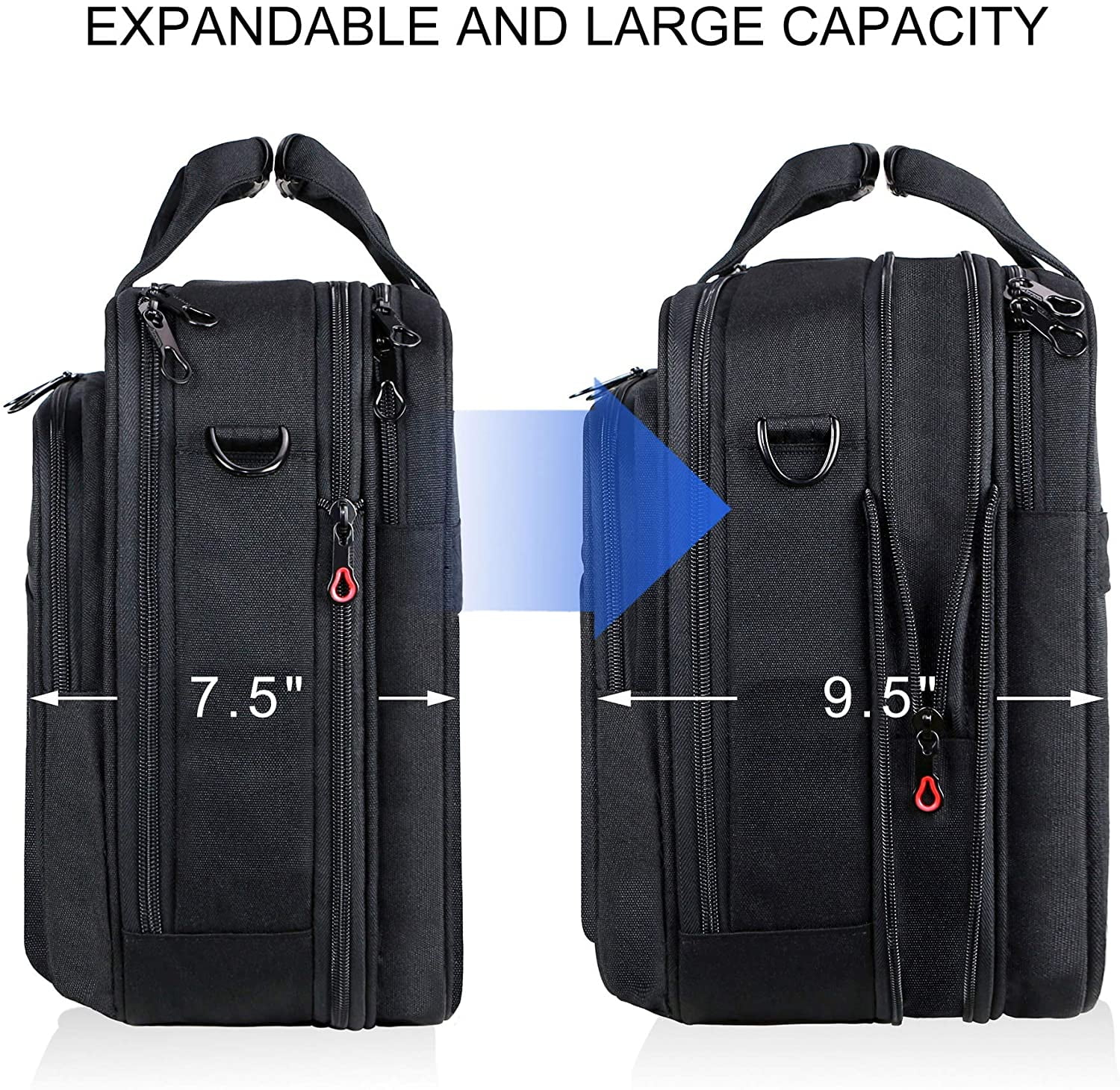 KROSER Shoulder Messenger Up to 17.3 Inch Laptop Bag Briefcase, Black