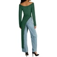 thumbnail image 3 of Women Dresses Long-Sleeve Asymmetrical Dress Jumpsuit Fashion Round Neck Solid Outfit A-Line Party Dress with Pockets, 3 of 5