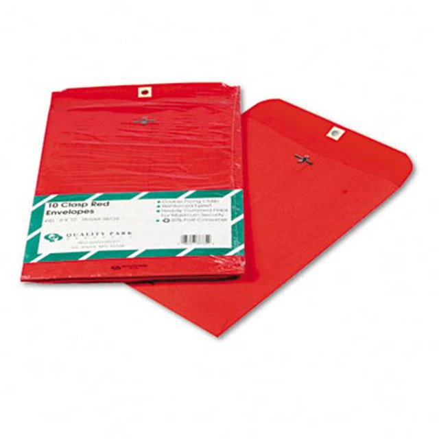 Quality Park Fashion Color Clasp Envelope 9 x 12 28lb Red 10 Pack