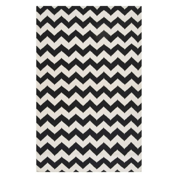 Surya Modern Frontier Wool 9' x 13' Area Rugs With Cream And Black Finish