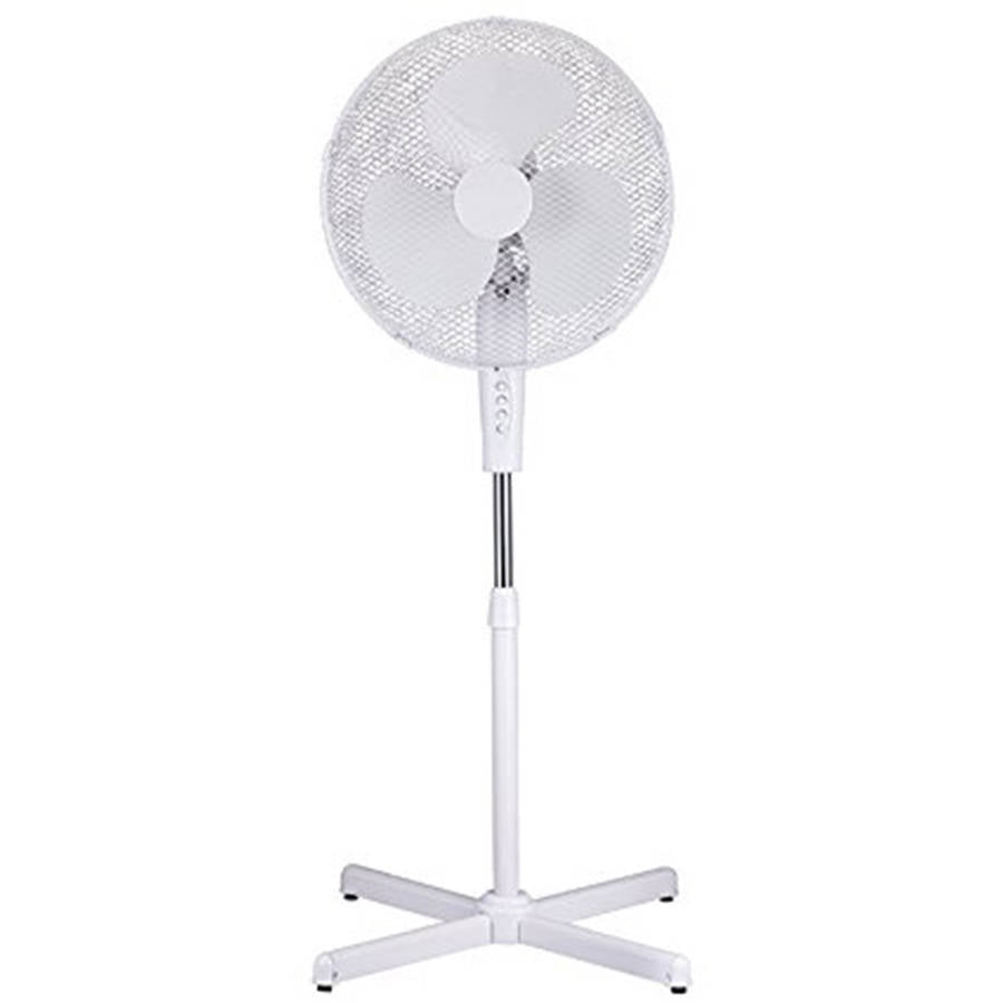 Adjustable Height White 16" High Velocity Standing Floor Fan with 3
