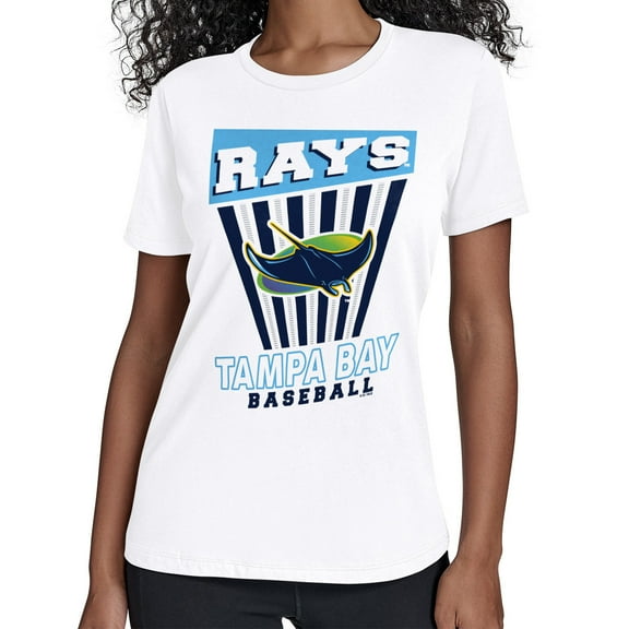 Women's Starter White Tampa Bay Rays Poster Print T-Shirt