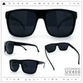 thumbnail image 2 of Mens Classic Oversized Flat Top Horn Rim Plastic Biker Sunglasses Matte Black, 2 of 6