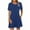 Blue, variant on Sevevn Woman Fashion Comfortable Summer Solid Color Short Sleeve Round-Neck Dress Black S