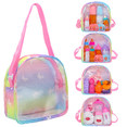 thumbnail image 3 of Kids Rainbow Unicorn Clear Doll Accessories Bag, Portable Transparent Toy Storage Backpack for Baby Doll Feeding Sets, Girls Play Pretend Handbag, 3 of 15