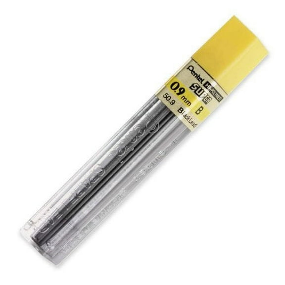 4 PACK: Pentel Super Hi-Polymer Lead Refill, 0.9mm Thick, B, 15 Pieces of Lead per Tube (50-9-B)