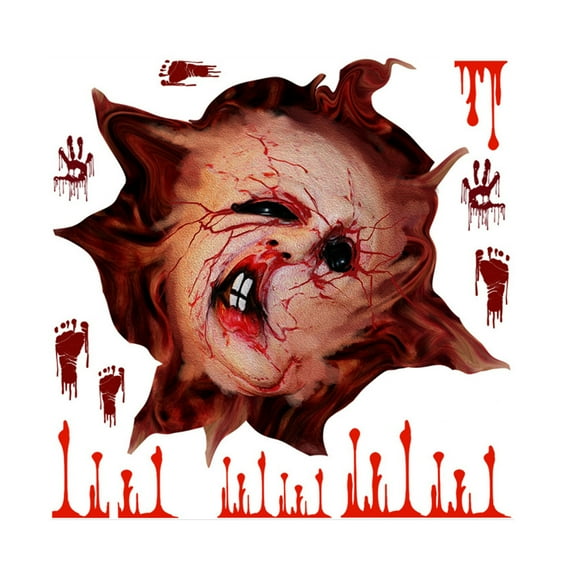 TopLLC Halloween Decor Fall Decor Halloween Human Face Handprint Toilet Toilet Cover Horror Wall Sticker Halloween Party Favor on Clearance