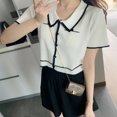thumbnail image 4 of Camisa de punto Mujer Verano Camiseta de manga corta con solapa Top de bloque de color informal Methold AP001496-00B, 4 of 7