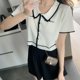 thumbnail image 4 of Camisa de punto Mujer Verano Camiseta de manga corta con solapa Top de bloque de color informal seitruly AP001496-00B, 4 of 7