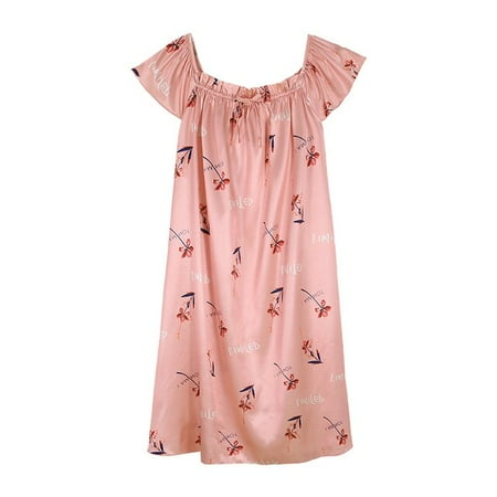 

QWZNDZGR HOT 4XL Faux Silk Elegant Female Sexy Spaghetti Strap Ladies Nightwear Floral Dress Womens Satin Nightgowns Night Sleepshirts