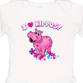 thumbnail image 4 of Inktastic I Love Hippos with Pink Hippo and Flowers Boys or Girls Long Sleeve Baby Bodysuit, 4 of 5