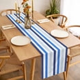 thumbnail image 3 of Sky Blue Stripe Table Runner - 90 Inch Long, Kitchen Dining Table Runner Dresser Scarves, Geometric Farmhouse Vertical Striped Farmhouse Decor for Coffee Tables Wedding Party Banquet, 3 of 8
