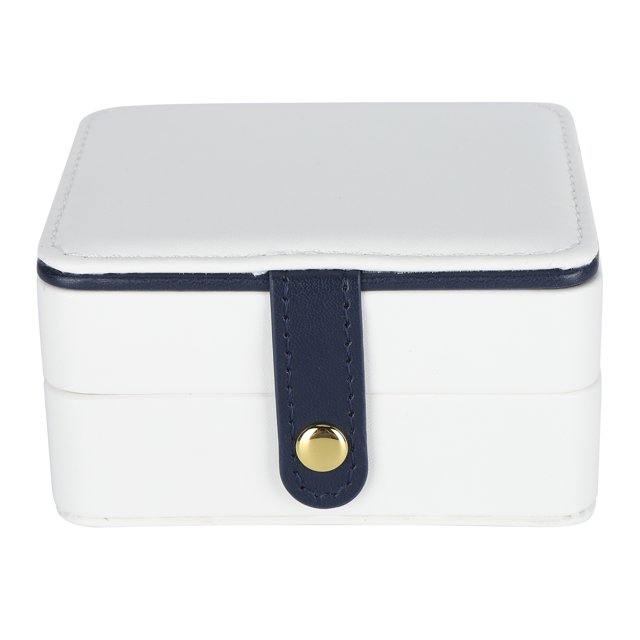Caja de joyería portátil de viaje, organizador de caja de almacenamiento de collares, pendientes y anillos simples y elegantes, color blanco