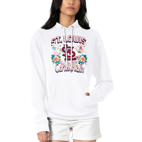 Women's G-III 4Her by Carl Banks White St. Louis Cardinals Flowers Graphic Pullover Hoodie