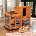 thumbnail image 2 of Pefilos 39" Waterproof Chicken Coop for Outdoor, Indoor Rabbit Hutch, Wood Hen House with Rolling Casters, Removable Tray, Orange, 2 of 10