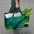 thumbnail image 7 of Peacock Feathers Large Capacity Reusable Oxford Cloth Grocery Basket - Foldable Shopping Bag for Picnics & Shopping, 7 of 7