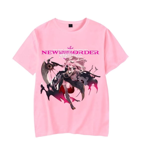 Mori Calliope Merch T-shirt Fashionable Printed Short Sleeved Top Fan Commemorative Clothing