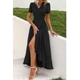 thumbnail image 3 of PRETTYGARDEN Women's Summer Maxi Dress Casual Wrap Floral Boho Short Sleeve V Neck Split Ruffle Beach Long Dresses, 3 of 8