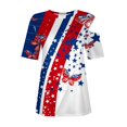 thumbnail image 5 of SOOMLON Fourth of July Womens Graphic Tees Cold Shoulder Distressed Usa Flag Shirts Crew Neck 4th of July Tops Short Sleeve Loose T-Shirt Cute Tee Blouse Apparel, 5 of 7
