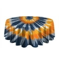 thumbnail image 5 of Orange Blue Tie Dye Mandala Pattern Round Tablecloth 60"x60",Wrinkle Wipeable Table Cloth for Kitchen Dining Room Picnic Patio Party, 5 of 6