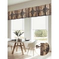 thumbnail image 6 of Wooden Plank Valances for Windows, Rustic Farmhouse Brown Black Barn Door Light Filtering Kitchen Curtains, Rod Pocket Window Valance Curtains for Living Room Bedroom, 60" W x 18" L, 2 Panels, 6 of 9