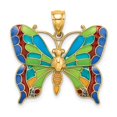 thumbnail image 1 of 14K Yellow Gold Open Back Solid Polished Finish Enameled Butterfly Charm Pendant, 1 of 4