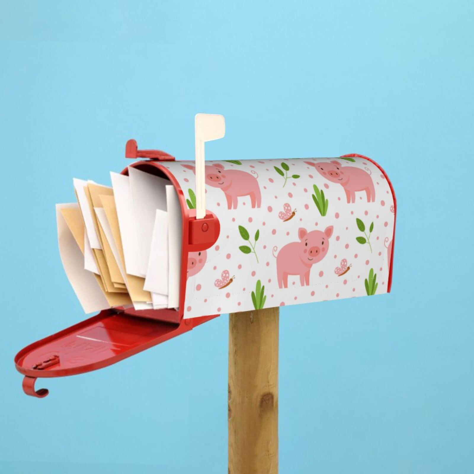 Xecao Funny Little Pigs for Mailbox Cover with Magnetic Strips, Waterproof and Sunscreen, Adds a Decorative Touch to Your Garden Yard.