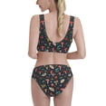 thumbnail image 3 of Daiia Forest Flora and Insects printed 2 piece Swimsuit Bikinis for Women High Waisted Racerback Bathing Suits Summer Tummy Control Scoop Neck Swimwear-XX-Large, 3 of 8