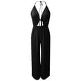 thumbnail image 4 of Gaecuw Jumpsuits for Women Dressy Wedding Sleeveless Cold Shoulder Spaghetti Strap Overall Halter Neck Band Collar Solid Onesie One Piece Outfits Casual Long Pants Wide Leg Summer Romper Ankle Length, 4 of 5
