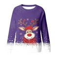 thumbnail image 4 of Fiaer Christmas Crewneck Sweatshirts Women Reindeer Snowflake Graphic Pullover Oversized Long Sleeve Loose Fit Xmas Tops Purple M, 4 of 4