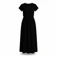 thumbnail image 6 of BRGZLK Womens Summer Modest Work Casual Solid Color Midi Knee Dress Pocket Short Sleeve Teacher Outfits Spring Travel Clothes, 6 of 7